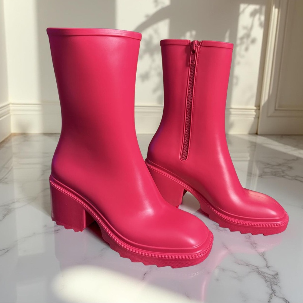 INC International Concepts NWT Everett Pink Fuchsia Women's Rubber Boots (SH178)